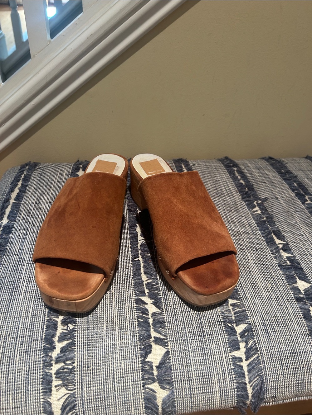 Dolce Vita Tan Suede Open-Toe Platform Mules
